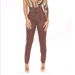 Fashion Nova L Brown Faux Suede Leggings